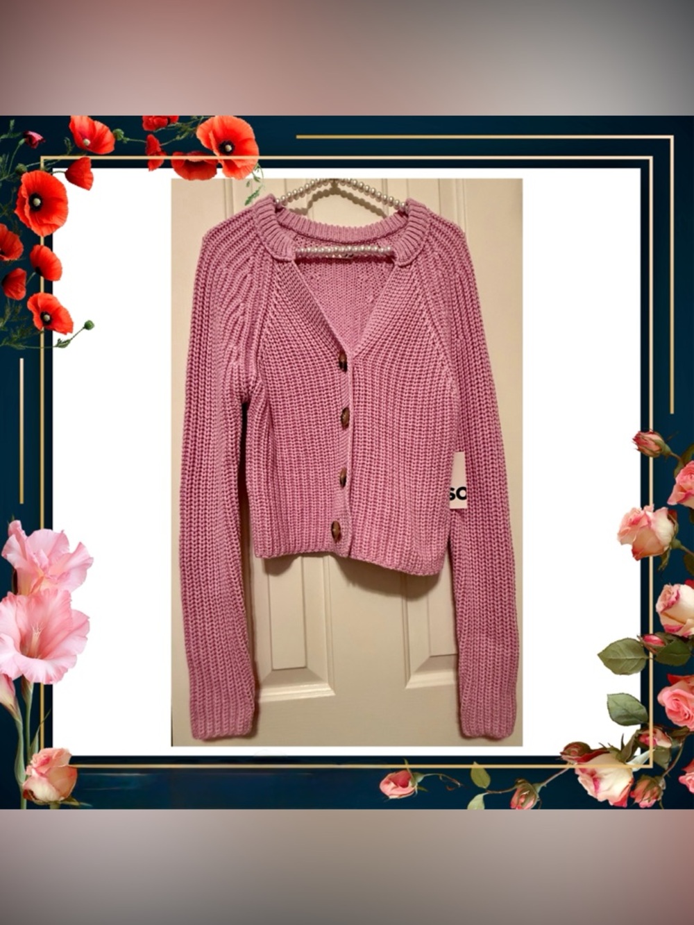 Cardigan sweater - SO - sz XS - pink, chunky knit, cropped. Brand new w/tags